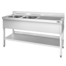 Stol za sudoper PREMIUM - 2000x600 mm - Sa donjom pločom & 2 sudopera na lijevoj strani 