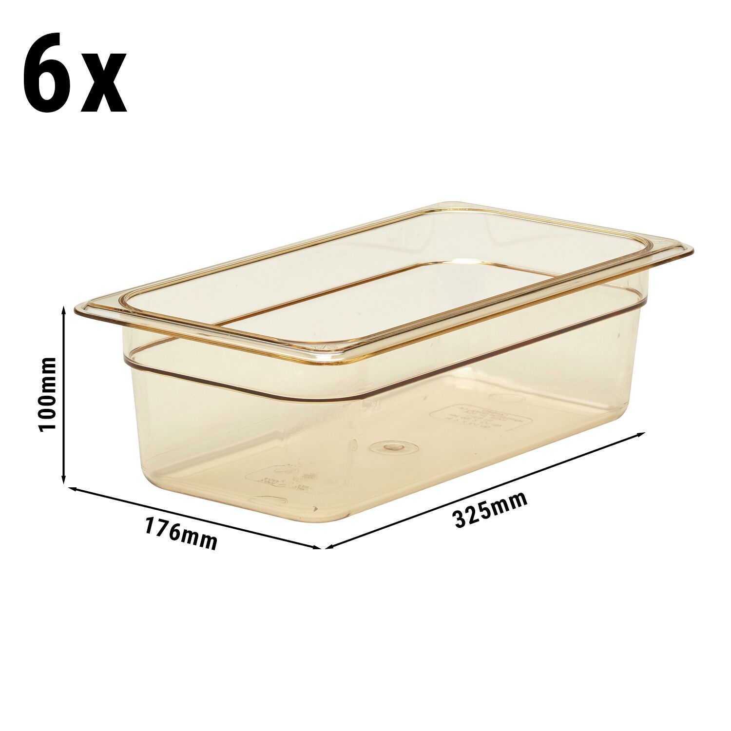 (6 pièces) CAMBRO | H-PAN™ - Conteneur GN 1/3 résistant à la chaleur - Ambre - Hauteur : 100mm