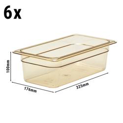 (6 Stück) CAMBRO | H-PAN™ - Hitzebeständiger Behälter GN 1/3 - Bernstein - Höhe: 100mm