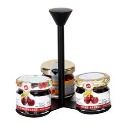 (4 st) Bufféställ - rostfritt stål, svart, pulverlackerat - 3‑vånings - Höjd: 120 mm