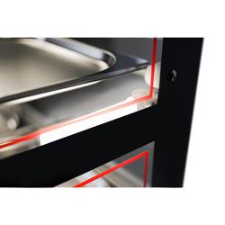 Vitrina calda de masa de pui - 1,8 kW - 2 rafturi - cu tăietor extensibil