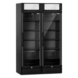 (2 ks) Lednice na nápoje ECO - 1 190 mm - 694 l - digitální teploměr - s 2 skleněné dveře & osvětleným reklamním displejem - černá