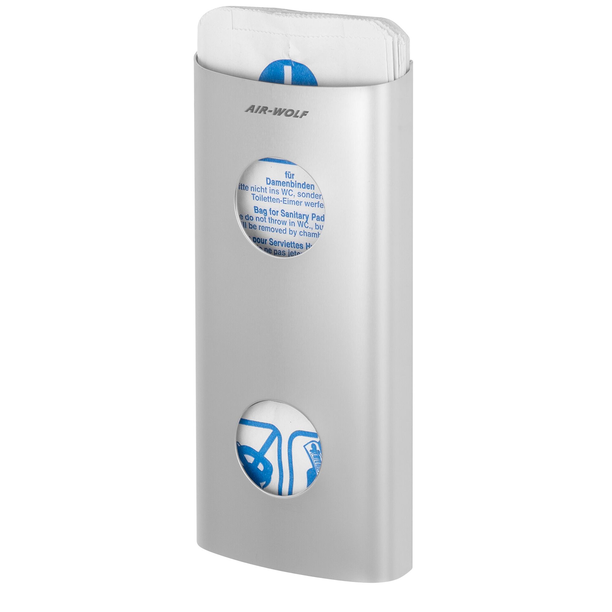 AIR-WOLF | Distributeur de sachets hygiéniques pour jusqu'à 25 sachets hygiéniques - inox 