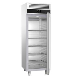 Koelkast RVS PREMIUM - GN 2/1 - 700mm - 650liter - tot +8°C - met 1 glazen deur - geforceerde koeling, automatische ontdooiing & LED‑verlichting