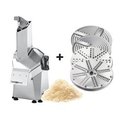 Krajalnica do mozzarelli - 250-300kg/h - 330x380x690mm - 300W - do sera - w zestawie tarka 4mm & tarka 7mm i tarcza tnąca z 4 ostrzami