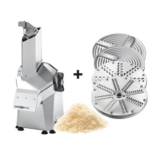 Krajalnica do mozzarelli - 250-300kg/h - 330x380x690mm - 300W - do sera - w zestawie tarka 4mm & tarka 7mm i tarcza tnąca z 4 ostrzami