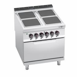 Commercial Electric Range 900, Static Oven, 4 Square Hotplates PREMIUM - 900 mm deep - 14+7.5 kW