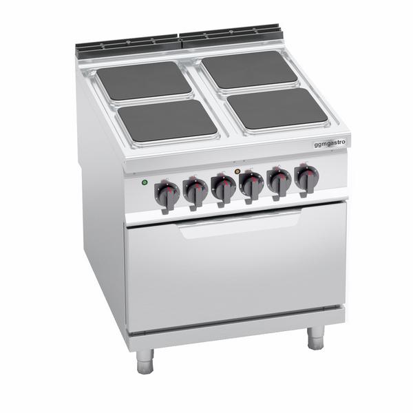 Electric stove - 14 kW - 4 square plates - incl. static electric oven - 7.5 kW