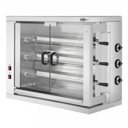 Commercial Gas Chicken Rotisserie Oven – 3-Spit 18-Chicken Capacity - 19.4 kW - LPG/Natural Gas - Glass Doors