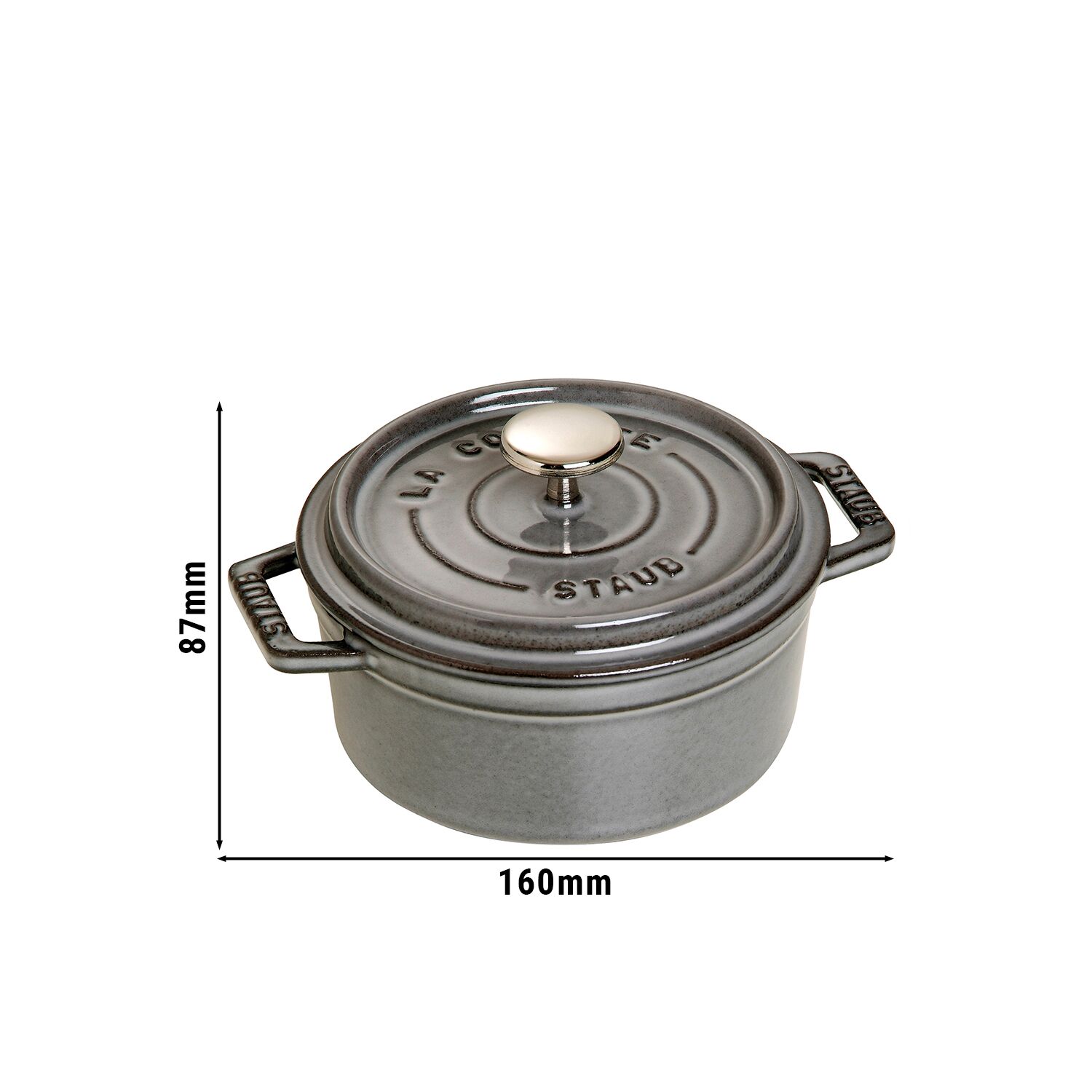 STAUB | Mini Cocotte Round Enamelled Cast Iron Casserole Dish – Ø 120 mm – Graphite Grey