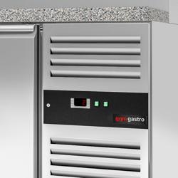 Saladette PREMIUM - 1515mm - 2 deuren - met glazen opzetvitrine voor 4x GN 1/1 - granieten werkblad