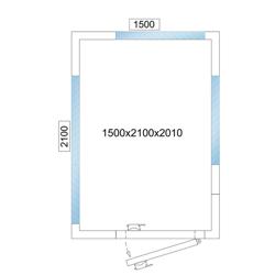 Koelcel - 1500x2100mm - 4,8m³ - 3 glazen zijden