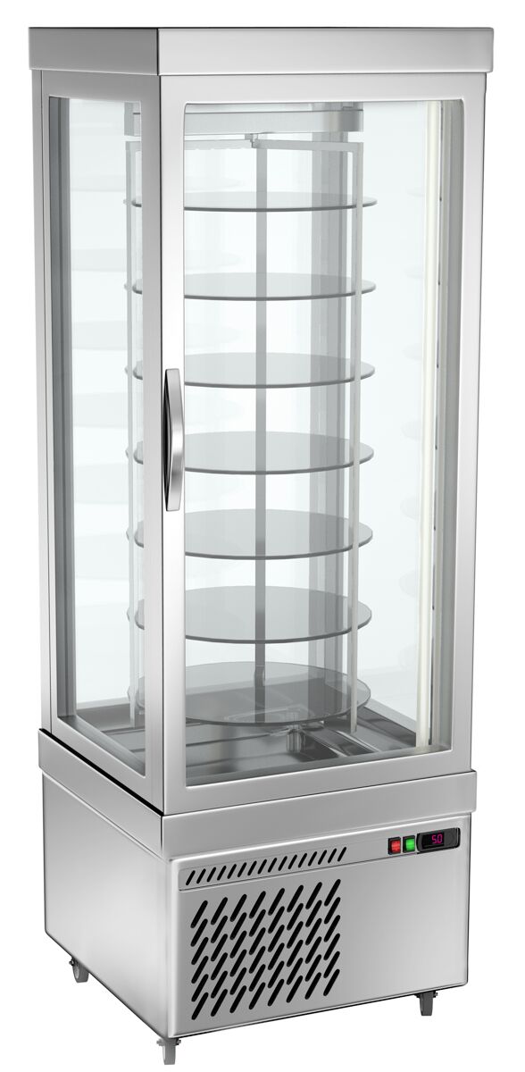 Vitrine réfrigérée négative 4 faces vitrées / Vitrine panoramique négative - 430L - 670mm - Argent