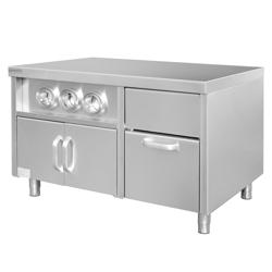 Mesa de trabalho para cafetaria, com suporte para copos e compartimento para cubos de gelo - 1,2 m