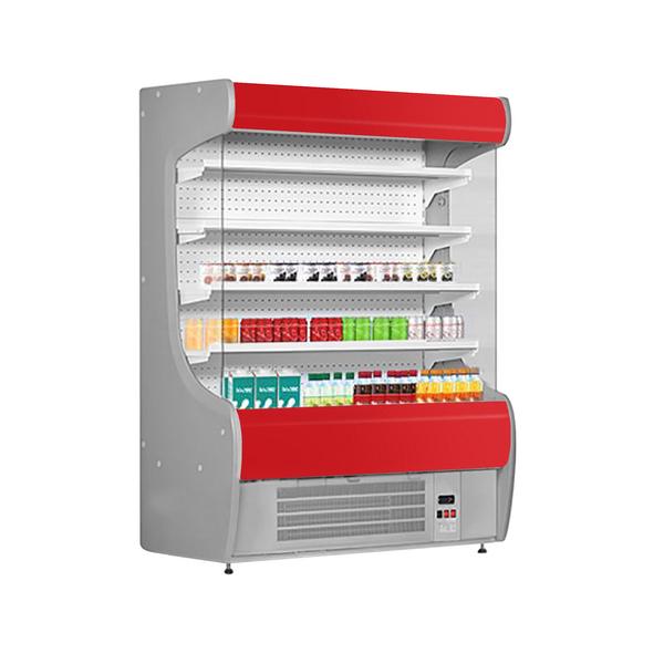 Wall-mounted refrigerated shelf - 710mm - with 4 Shelves - Front panel red