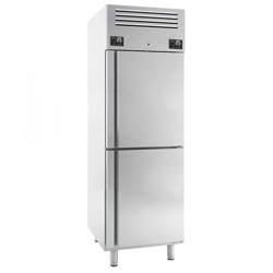 Armadio combinato frigo/congelatore in acciaio inox PREMIUM PLUS - GN 2/1 - 687mm - 520L - fino a -22°C - con 2 mezze porte - professionale; ventilato; LED; HACCP; Binari & Griglie portanti