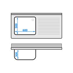 Commercial Dishwasher Sink Unit PREMIUM - 1400x700mm - Single Bowl Sink - Right Hand Drainer