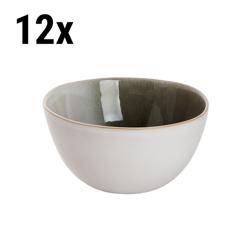 (12 pcs) Dessert Bowl - Nordic - Stoneware - 900ml - round - Ø 150mm - Green/White