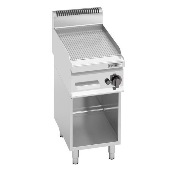 Gasbakplaat - 4kW - Geribbeld - Bakoppervlak: 296x430mm - met onderstel