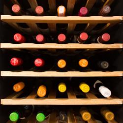 Cave à vin professionnelle - Bois (pin) - Noir - Porte vitrée - 1 zone - 265L - max. 42 bouteilles