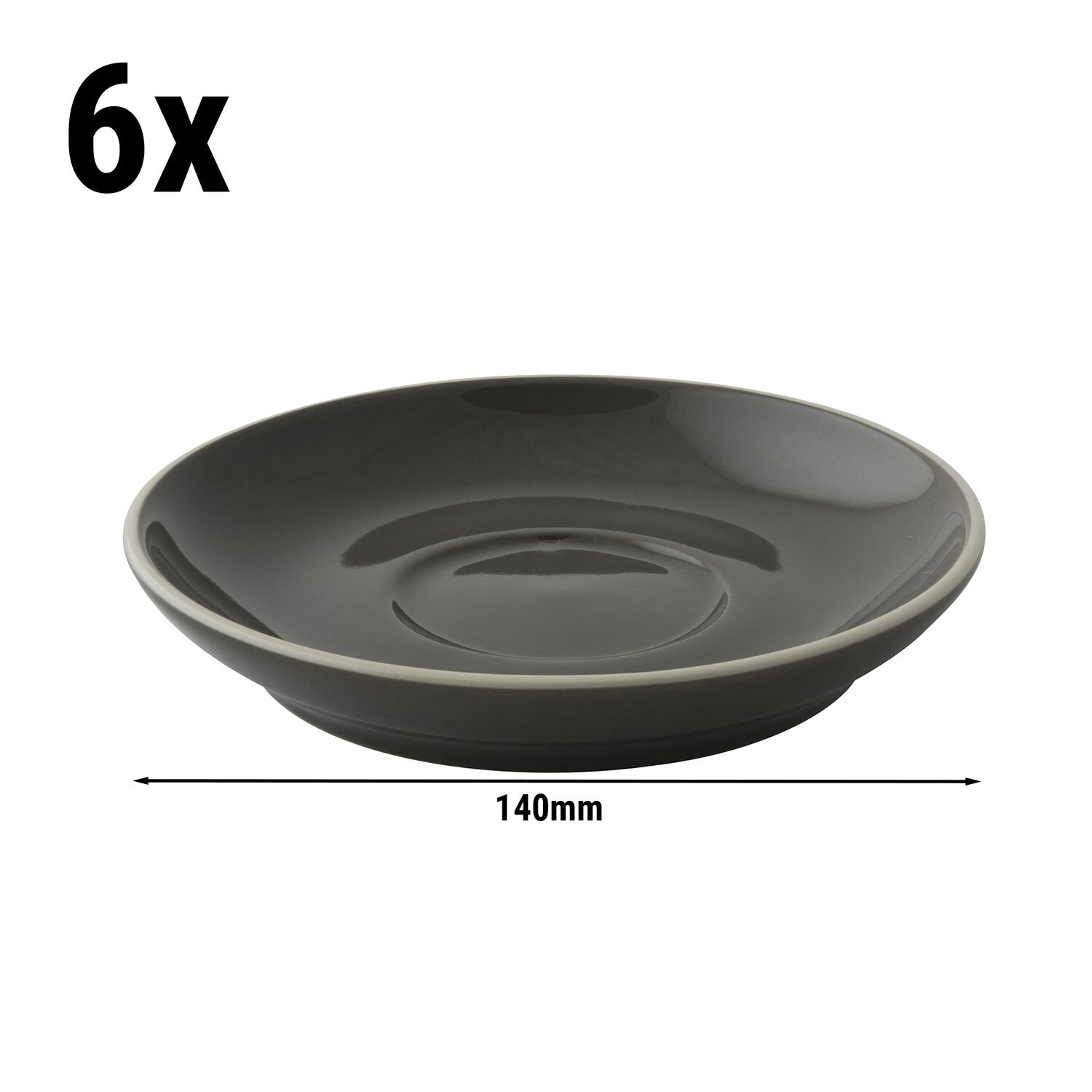 (6 pièces) COLORS – Sous-tasse à cappuccino – Ø 140 mm – Gris