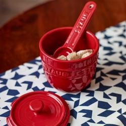 STAUB| Ceramic Sugar Bowl – Cherry Red - Paprika Shape - Spoon Included