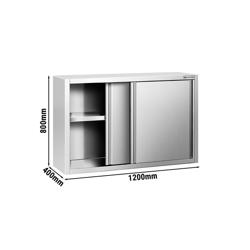 Настенный шкаф из нержавеющей стали PREMIUM - 1200x400 мм - с раздвижной дверью - Высота: 800 мм