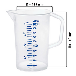 Vaso medidor - 1 litro - con escala de 100 ml