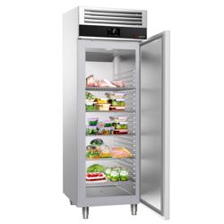 Koelkast RVS PREMIUM - GN 2/1 - 700mm - 1570liter - tot +8°C - met 1 deur - geforceerde koeling, LED‑verlichting & legroosters