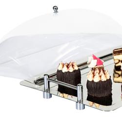 (4 pièces) Plateau GN 1/1 en inox – avec cloche transparente