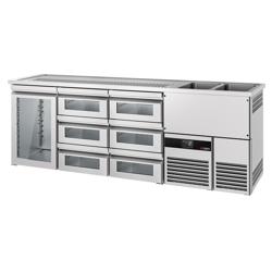 Barkoelkast PREMIUM - 2500x700mm - 1 glazen deur & 6 laden