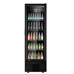 Commercial Beverage Display Fridge - 590mm - 294 Litres - with 1 hinged glass door - LED lighting - digital controller with temperature display - Black - UK Plug - Temperature range 2 to 8 °C