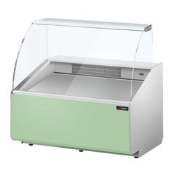 Chladicí pultová vitrína - 944x979x1323 mm - 200 l - Barva tmavě šedá - Přední panel světle zelená - se skleněným čelem - s 1 dveřmi