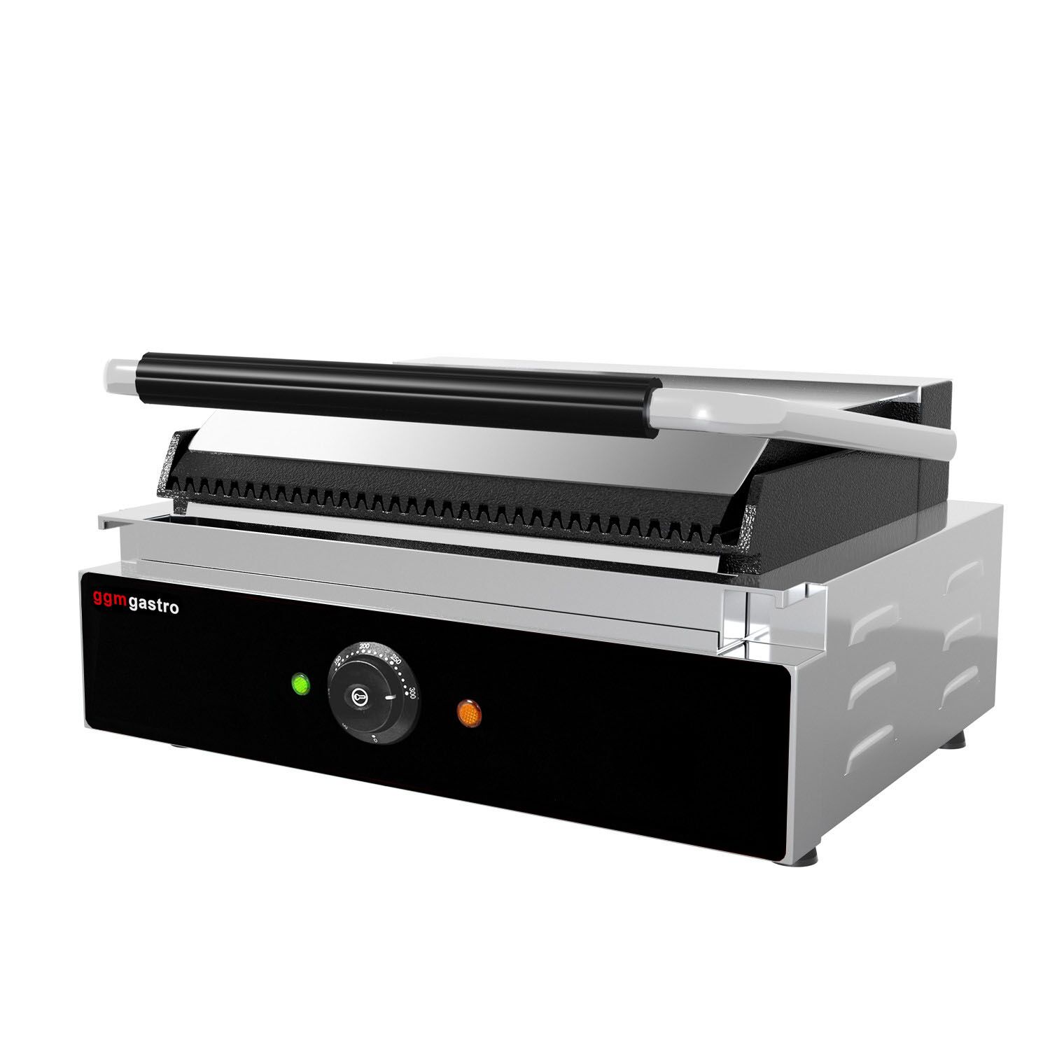 Presse à Panini / Gril de contact - 2,2kW -  Plaques rainurées - Surface de cuisson : 345x235mm