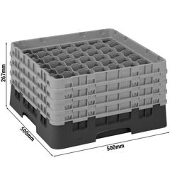 CAMBRO | CAMRACK® - Cestello per il lavaggio dei bicchieri 1/1 - 49 scomparti - con 4 estensori - 500x500mm - Nero