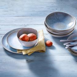 (12 pcs) Bowl - Light Blue Sea - Stoneware - 800ml - Ø 150mm - Blue