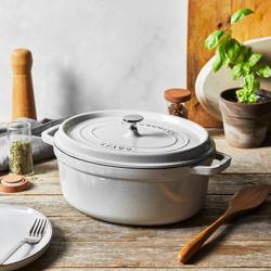 STAUB | Cocotte Oval Enamelled Cast Iron Casserole Dish – 310 mm Oval – White Truffle