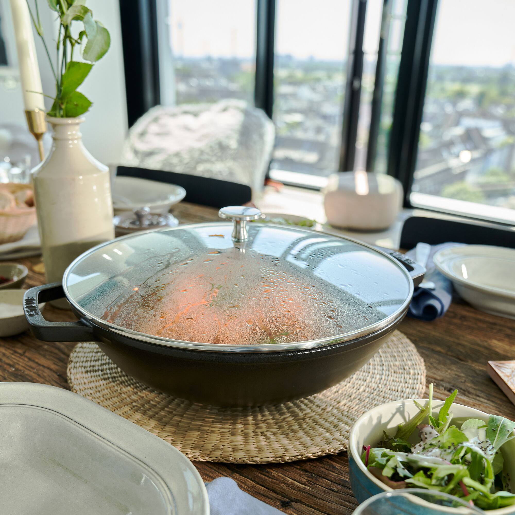 STAUB | SPECIALITIES - Wok avec couvercle en verre - Ø 300mm - Fonte - Noir	