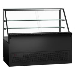 Kühltheke TORONTO - 2000mm - Doppelverglasung - schwarze Front - 2 Ablagen - schwarze Granit-Arbeitsplatte