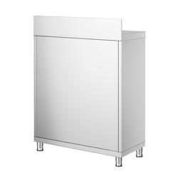 Paslanmaz Çelik Dolaplı Hazırlık Tezgahı PREMIUM - 600x600 mm - Sırtlı Kanatlı 