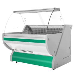 Commercial Refrigerated Serve-Over Counter - Curved Glass - 1325 mm - Green Front - Granite Worktop - 260 L