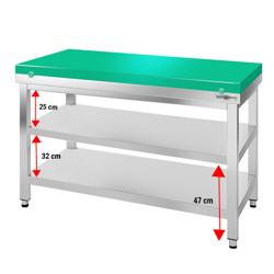 Stainless steel worktable PREMIUM - 1000x800mm - with undershelf without upstand incl. cutting board