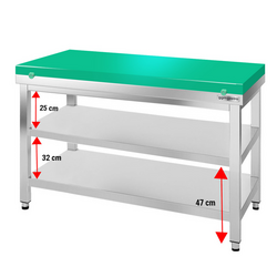 Stainless steel worktable PREMIUM - 1400x700mm - with undershelf without upstand incl. cutting board