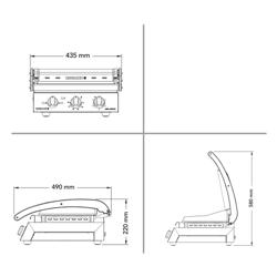 ROBAND | Kontaktgrill / Hamburger Grill - 2,2 kW - oben Gerillt & unten Glatt - Grillfläche: 375x275mm