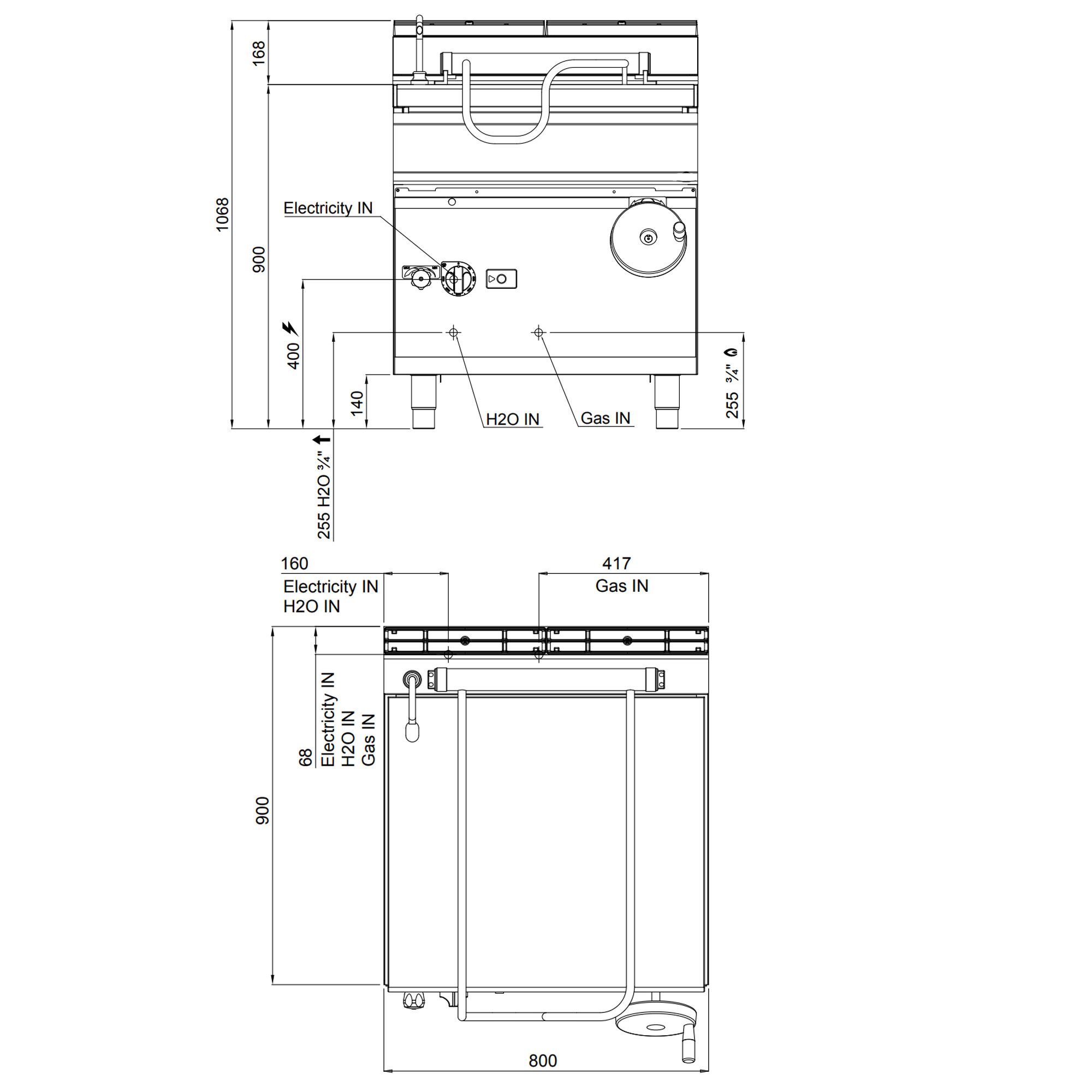 Sauteuse basculante à gaz – 80 litres – 20 kW