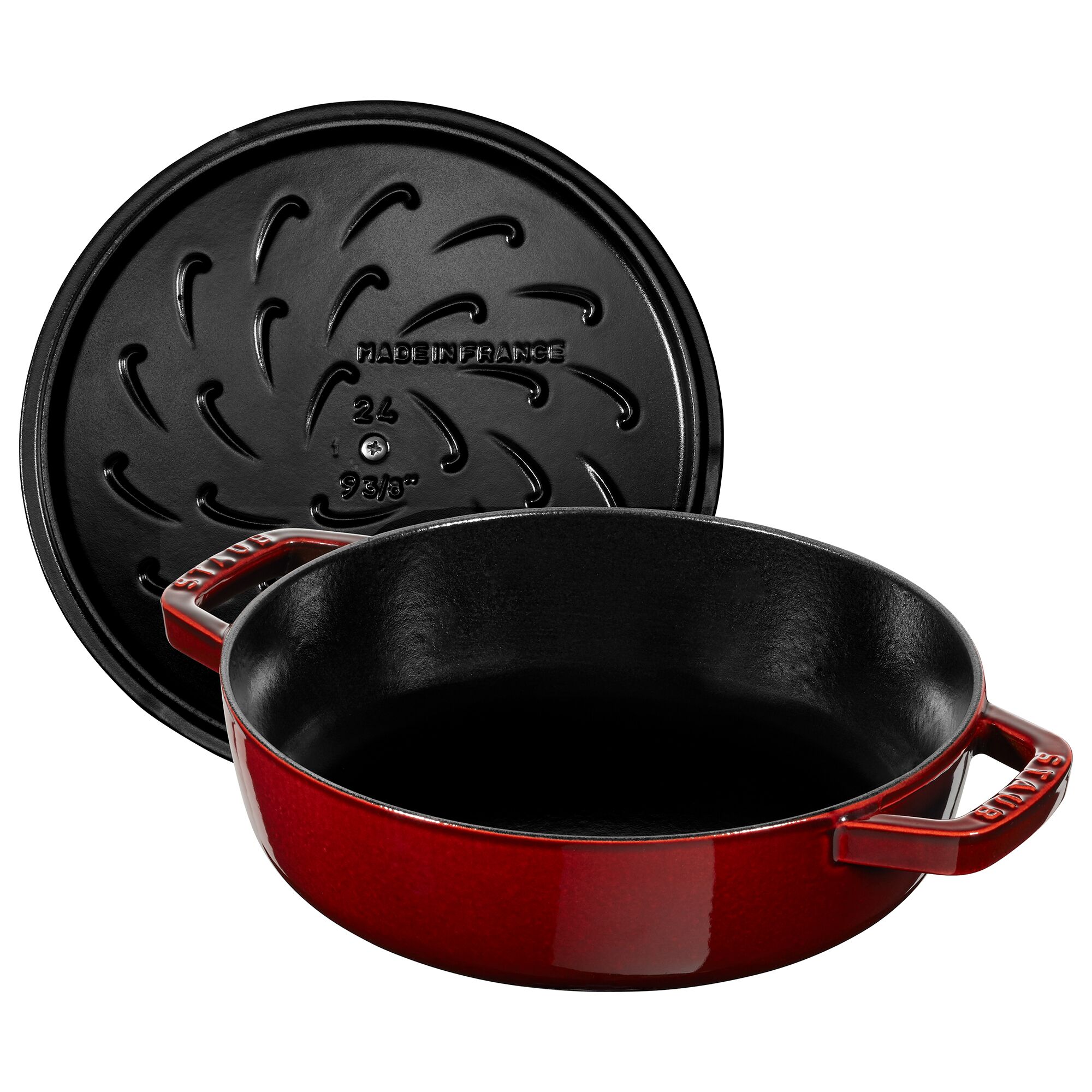 STAUB | BRAISERS - Cocotte avec Chistera Drop-Structure - 240mm - Fonte - Grenadine-Rouge