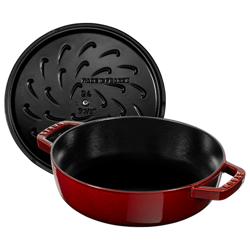 STAUB | BRAISERS - Brasiera con struttura a goccia Chistera - 240 mm - Ghisa - Rosso granatina