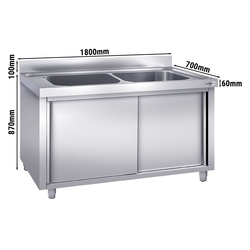 Evier à casseroles - 1800x700mm - avec 2 bacs
