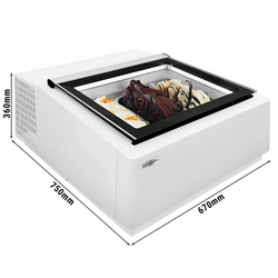 Vitrină de masă pentru înghețată - 670 x 750 mm - Alb