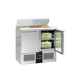 Saladette PREMIUM - 903mm - 2 deuren - met ingang voor 2x GN & 3x GN 1/6 & Roestvrijstalen deksel